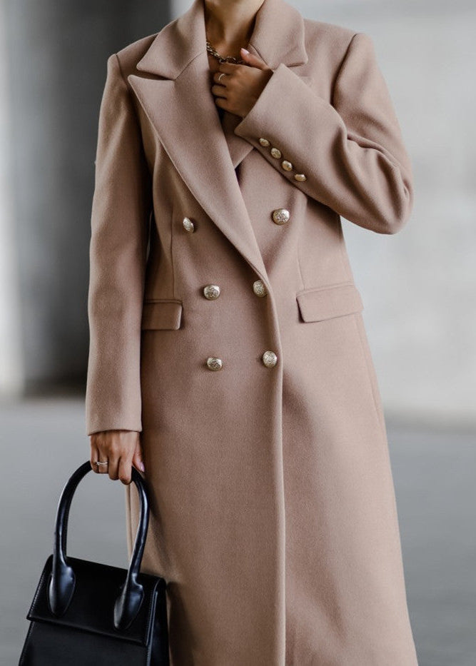 Veste Longue en Tweed avec Boucle Métal