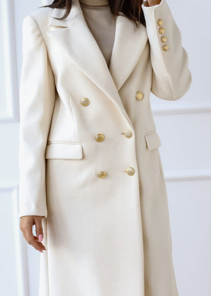 Veste Longue en Tweed avec Boucle Métal