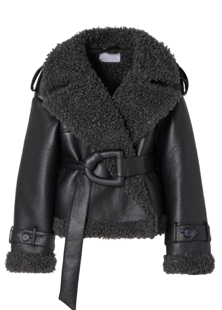 Elmira | Vyöllinen Lammasnahkatakki