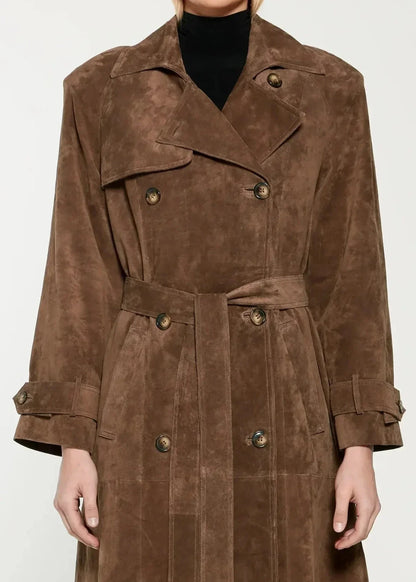 Trench long en suédine