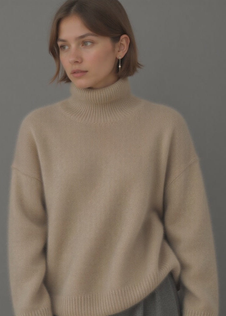 Pull Col Roulé Oversize en Cachemire